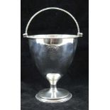 BURRAGE DAVENPORT A GEORGE III SILVER SUGAR BOWL, having swing handle, beaded rim, on stem and