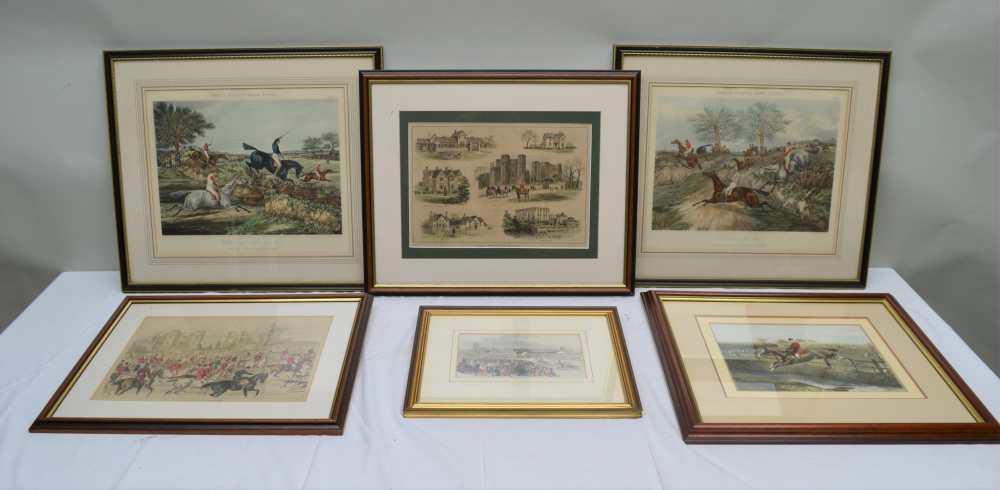SIX VARIOUS EQUESTRIAN PRINTS, racing and hunting, mainly in Warwickshire, including 'The Hon