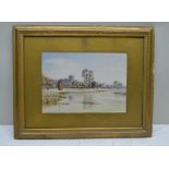 F. E. BERESFORD (1881-1967) 'Village across the River', Watercolour painting, signed 27cm x 38cm,