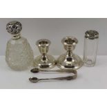 M. BROS A LATE VICTORIAN CUT GLASS SCENT BOTTLE WITH SILVER CAP, Birmingham 1894, 11cm high,