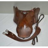 A LEATHER PONY SADDLE 14.5" complete with crupper and a girth