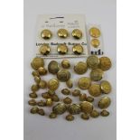 A SET OF SIX HERALDIC CREST GOLD PLATED BUTTONS, and a collection of University college mixed