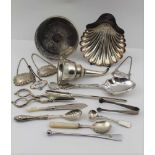 A SELECTION OF SILVER-PLATED ITEMS to include; a wine bottle coaster, a silver-plated scallop form