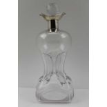 W & G NEAL A LATE VICTORIAN SILVER MOUNTED GLUG DECANTER, the silver collar with two pouring lips,