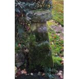 A SANDSTONE STADDLE STONE & CAP standing 90cm high inclusive