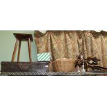 A SHELF OF COLLECTABLE ITEMS to include; model Shire horse with beer wagon, Moses crib, two