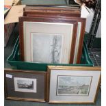 A CRATE CONTAINING TEN VARIOUS GLAZED & FRAMED PRINTS of Old Liverpool