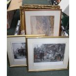 A CRATE CONTAINING A SELECTION OF DECORATIVE PICTURES & PRINTS