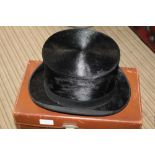 A TRESS & CO. LONDON SILK TOP HAT made exclusively for 'E.A. Burns of Harrow', housed in a purpose