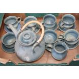 A STUDIO POTTERY TEA SERVICE FOR SIX