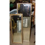 TWO GILT FRAMED BEVELLED PLATE ROBING MIRRORS