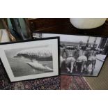 TWO FRAMED BLACK & WHITE PHOTOGRAPHIC PRINTS one of dolphins