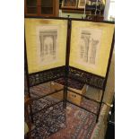 A PROBABLE 1920s TWO PANELLED FOLDING ROOM SCREEN with pierced fret decoration