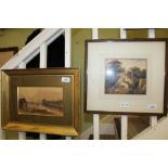 TWO PROBABLE 19TH CENTURY WATERCOLOUR STUDIES one of a Mill, the other a riverscape, in period