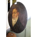 A POSSIBLE 19TH CENTURY OIL ON METAL MALE PORTRAIT