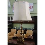 A LARGE PROBABLE ITALIAN GOLD PAINTED CAST PLASTER BASE CANDLESTICK, fitted for electricity