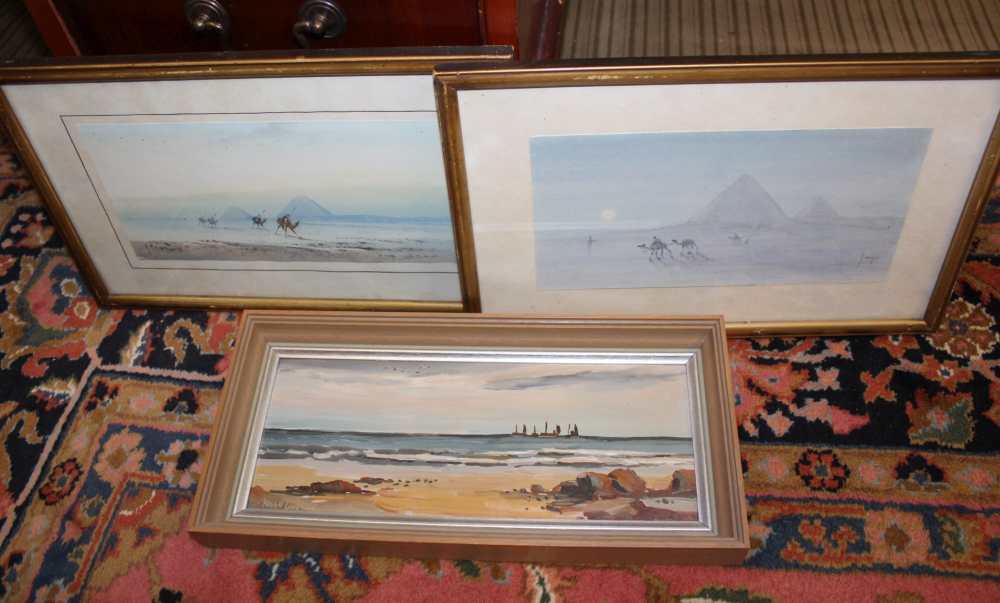 A BOX OF MIXED COLLECTABLES, to include; Egyptian Watercolours, a series of blue & white transfer - Image 2 of 5