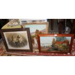 TWO 20TH CENTURY OIL ON CANVAS LANDSCAPES together with a framed sepia toned photograph of twin