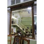 A LARGE 19TH CENTURY MOULDED GILT FRAMED OVER MANTEL STYLE MIRROR