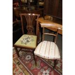 A WILLIAM IV DOUBLE BAR BACK SINGLE CHAIR with well carved legs, together with a Hepplewhite country