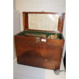 A MAHOGANY TOOL CHEST PLUS CONTENTS