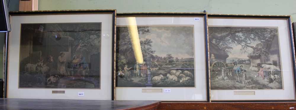 THREE PROBABLE 19TH CENTURY MOORLAND COUNTRY SCENES, each plain mounted in hogarth style frame