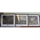 THREE PROBABLE 19TH CENTURY MOORLAND COUNTRY SCENES, each plain mounted in hogarth style frame