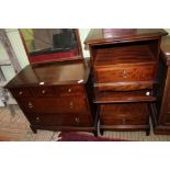 A SELECTION OF MAHOGANY FINISHED STAG BEDROOM FURNITURE comprising; mirror backed chest and two