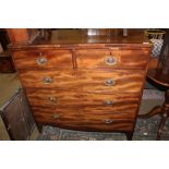 A LATE 19TH CENTURY MAHOGANY FIVE DRAWER CHEST on plain splayed feet