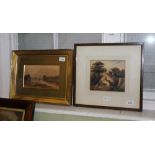 TWO PROBABLE 19TH CENTURY WATERCOLOUR STUDIES one of a Mill, the other a riverscape, in period