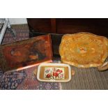 FOUR VARIOUS USEFUL & DECORATIVE TRAYS to include Oriental Lacquer