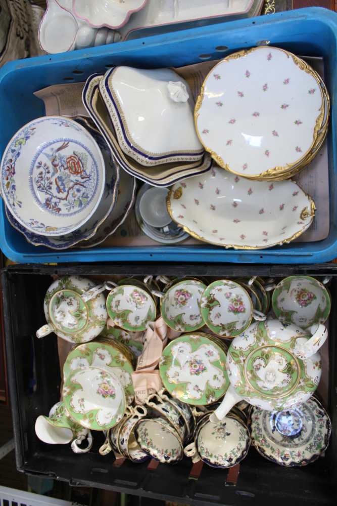 TWO CRATES CONTAINING A SELECTION OF DOMESTIC POTTERY & PORCELAIN, to include; part tea services,