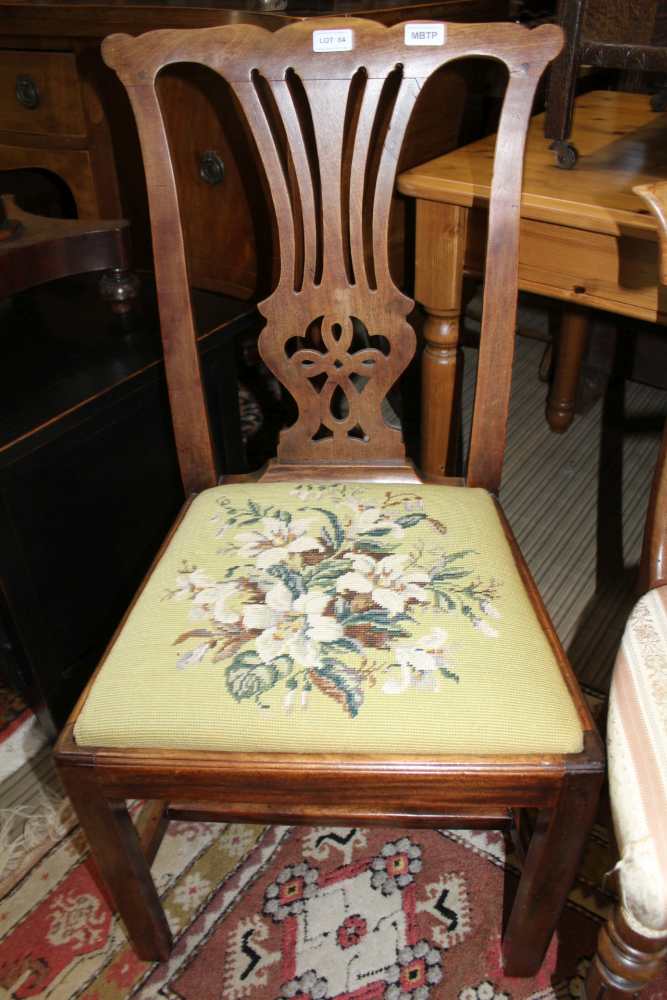 A WILLIAM IV DOUBLE BAR BACK SINGLE CHAIR with well carved legs, together with a Hepplewhite country - Image 2 of 3