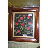 A MAHOGANY FRAMED & GLAZED ARTS & CRAFTS DESIGN TAPESTRY WOOLWORK