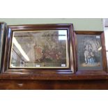 A 19TH CENTURY ROSEWOOD FRAMED & GLAZED GROS AND PETIT POINT WOOLWORK depicting a lady dancing in