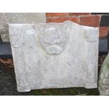 A CAST CONCRETE FIGURE HEAD TOMBSTONE