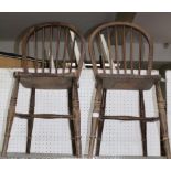A PAIR OF HOOP & STICK BACK SOLID SEATED KITCHEN CHAIRS