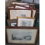 A CRATE CONTAINING TEN VARIOUS GLAZED & FRAMED PRINTS of Old Liverpool