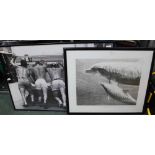 TWO FRAMED BLACK & WHITE PHOTOGRAPHIC PRINTS one of dolphins