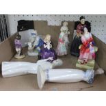 A SELECTION OF PORCELAIN FIGURINES both English and Continental