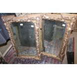 A PAIR OF VERY FANCY GILT FRAMED PLAIN PLATE WALL MIRRORS