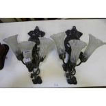 A PAIR OF ART NOUVEAU DESIGN THREE SCONCE WALL LIGHTS