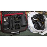 A GOOD SELECTION OF CAMERAS AND PERIPHERAL EQUIPMENT to include a cased Mamiya