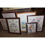 A SELECTION OF DECORATIVE PICTURES & NEEDLEWORKS