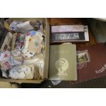 A BOXC CONTAINING A SELECTION OF STAMPS VARIOUS many loose for sorting