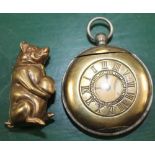 TWO VESTA CASES one in the form of a half hunter pocket watch, the other a seated pig