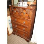 AN OAK FINISHED FAUX DRAWER FRONTED HI FI CABINET