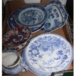 A SELECTION OF DECORATED CHINA & PORCELAIN the majority blue & white, to include Oriental