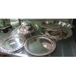 A SELECTION OF QUALITY DOMESTIC SILVER PLATE, dish, muffin dish, plain comports & small salvers