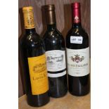 THREE BOTTLES OF RED WINE to include a de-classified St. Emilion 2012, with serious pedigree